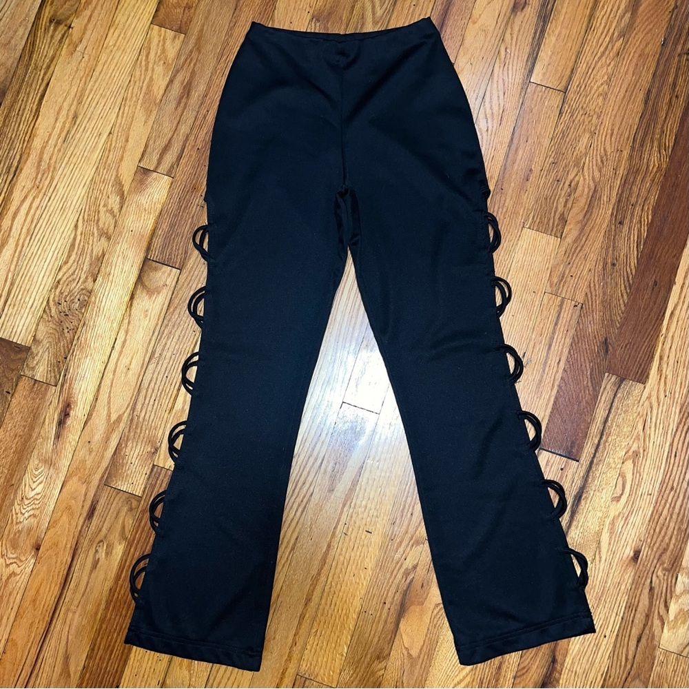 vintage 90s/y2k black high rise cutout flare pants